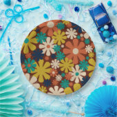 Retro 60er 70er Ästhetisches Blumenmuster Pappteller (Party)