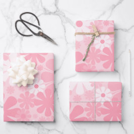 Retro 60er 70er Ästhetisches Blumenmuster Pastell  Geschenkpapier Set