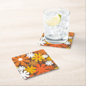 Retro 60er 70er Ästhetisches Blumenmuster Rechteckiger Pappuntersetzer (Vor Ort)