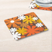 Retro 60er 70er Ästhetisches Blumenmuster Rechteckiger Pappuntersetzer (angewinkelt)