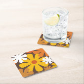 Retro 60er 70er Ästhetisches Blumenmuster Rechteckiger Pappuntersetzer (Vor Ort)