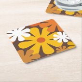Retro 60er 70er Ästhetisches Blumenmuster Rechteckiger Pappuntersetzer (angewinkelt)