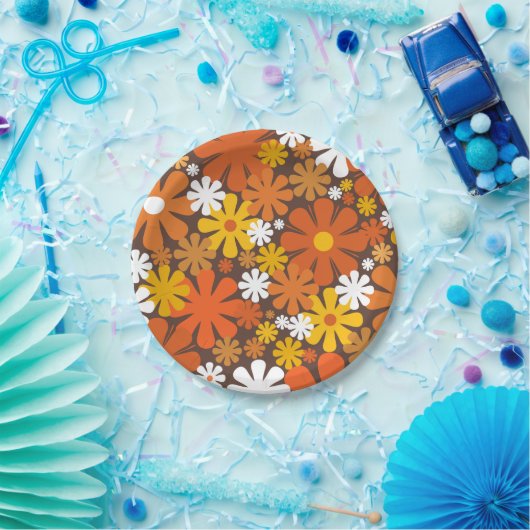 Retro 60er 70er Ästhetisches Muster Papierplatte Pappteller (Party)