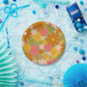 Retro 60er 70er Ästhetisches Muster Papierplatte Pappteller (Party)