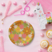 Retro 60er 70er Ästhetisches Muster Papierplatte Pappteller (Party)