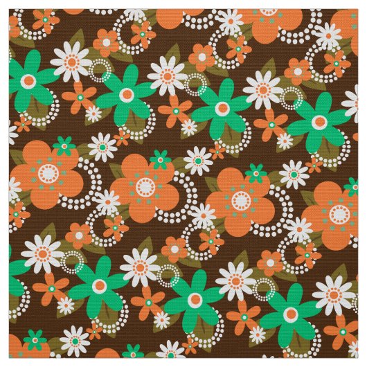 Retro 60er 70er Blume Gewebe v2 Stoff (Muster)