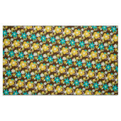 Retro 60er 70er Blume Gewebe x1 Stoff (Fat Quarter (45,7 x 55,9 cm))