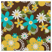 Retro 60er 70er Blume Gewebe x1 Stoff (Nahaufnahme)