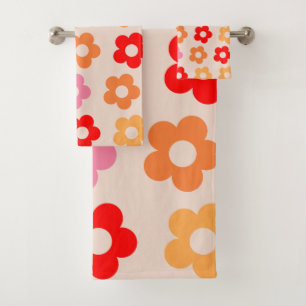 Retro 60er 70er Blume Hippie Badhandtuch Set