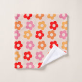 Retro 60er 70er Blume Hippie Badhandtuch Set (Waschlappen)
