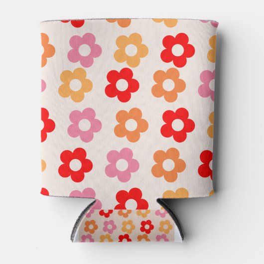 Retro 60er 70er Blume Hippie Dosenkühler (Vorderseite)
