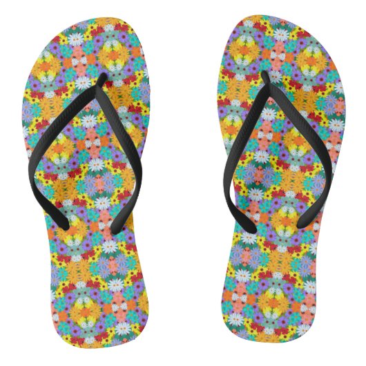 Retro 60er 70er Blume Muster Badesandalen (Fußbett)