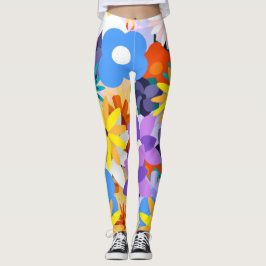 Retro 60er 70er Blume Muster Leggings