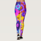 Retro 60er 70er Blume Muster Leggings (Rückseite)