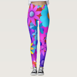 Retro 60er 70er Blume Muster Leggings