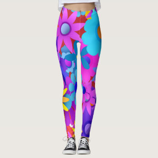Retro 60er 70er Blume Muster Leggings