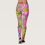 Retro 60er 70er Blume Muster Leggings (Rückseite)