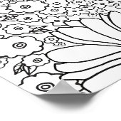 Retro 60er 70er Blume Schwarz-Weiß-Kunst Poster (Ecke)