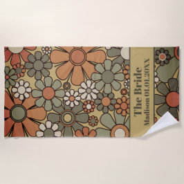 Retro 60er 70er Blumenmuster für die Bride Strandtuch