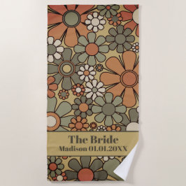 Retro 60er 70er Blumenmuster für die Bride Strandtuch