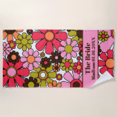 Retro 60er 70er Blumenmuster für die Bride Strandtuch (Vorderseite)