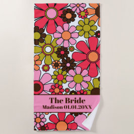 Retro 60er 70er Blumenmuster für die Bride Strandtuch