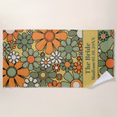 Retro 60er 70er Blumenmuster für die Bride Strandtuch (Vorderseite)