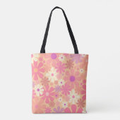 Retro 60er 70er Blumenmuster mit Initiale Tasche (Rückseite)