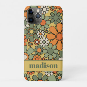 Retro 60er 70er Blumenmuster personalisiert Case-Mate iPhone Hülle