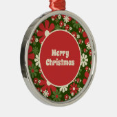 Retro 60er 70er Floral Frohe Weihnachten Ornament Aus Metall (Rechts)