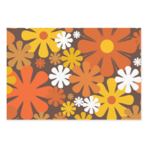 Retro 60er 70er Floral Muster Brown und Orange