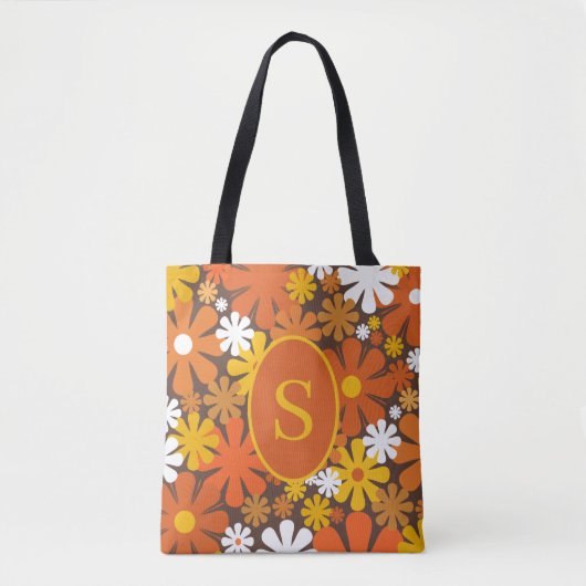 Retro 60er 70er Floral Muster mit Tasche (Vorderseite)