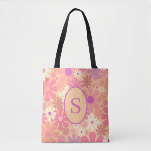 Retro 60er 70er Floral Muster mit Tasche