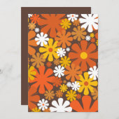 Retro 60er 70er Floral Muster Orange und Braun Einladung (Vorne/Hinten)