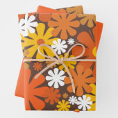 Retro 60er 70er Floral Muster Orange und Braun Geschenkpapier Set (Beispiel)
