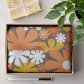 Retro 60er 70er Floral Muster Orange und Braun Seidenpapier (Geschenk)