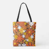 Retro 60er 70er Floral Orange Brown Muster Tasche (Rückseite)