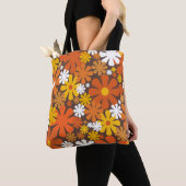 Retro 60er 70er Floral Orange Brown Muster Tasche (Von Nahem)