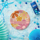 Retro 60er 70er Floral Pattern Personalisiert Pappteller (Party)