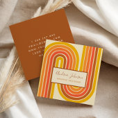 Retro 60er 70er Geometric Rainbow 60Waves Quadratische Visitenkarte