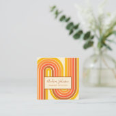 Retro 60er 70er Geometric Rainbow 60Waves Quadratische Visitenkarte (Stehend Vorderseite)