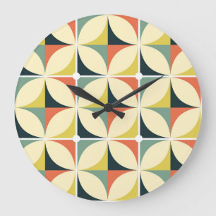 Retro 60er 70er geometrisches Muster. Große Wanduhr