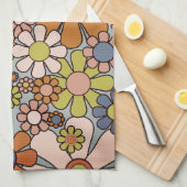 Retro 60er 70er Groovy Floral Muster Geschirrtuch (Viertel Falte)