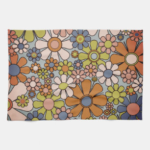 Retro 60er 70er Groovy Floral Muster Geschirrtuch