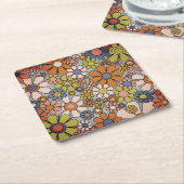 Retro 60er 70er Groovy Floral Rechteckiger Pappuntersetzer (angewinkelt)