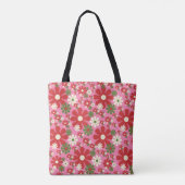 Retro 60er 70er Groovy Pink Blume Muster Tasche (Rückseite)