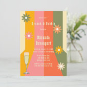 Retro 60er 70er Groovy Stripes Bridesmaids Luncheo Einladung (Stehend Vorderseite)