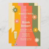 Retro 60er 70er Groovy Stripes Bridesmaids Luncheo Einladung (Vorne/Hinten)