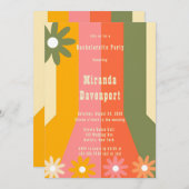 Retro 60er 70er Groovy Stripes Junggeselinnen-Absc Einladung (Vorne/Hinten)