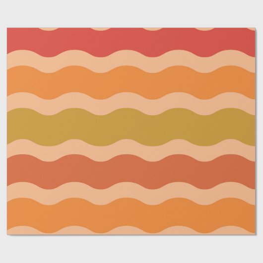 Retro 60er 70er Groovy Waves in Orange und Red Geschenkpapier (Flach)